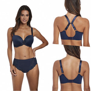 Fantasie Underwired T Shirt Bra 38D Racerback Navy NWOT